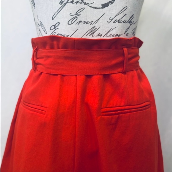 Entro Red Paper Bag Style Shorts Removable Tie Belt Faux Back Pockets NWT - Picture 7 of 11
